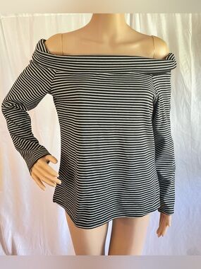 GAP Black & White Striped Off-Shoulder Tunic NWOT